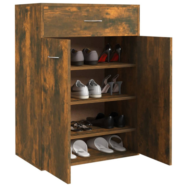 Mueble zapatero madera contrachapada roble ahumado 60x35x84 cm M 5
