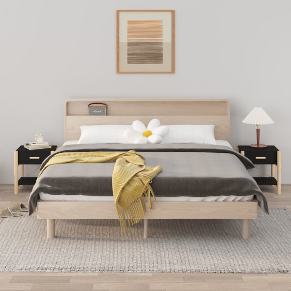 Mesitas de noche 2 uds madera contrachapada negro 42x38x45 cm M 3