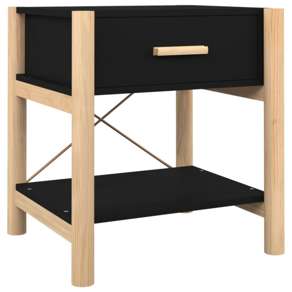 Mesitas de noche 2 uds madera contrachapada negro 42x38x45 cm M 2