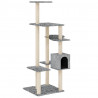 Rascador para gatos con postes de sisal gris claro 142 cm 2
