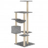 Rascador para gatos con postes de sisal gris claro 142 cm 5