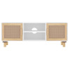 Mueble para TV madera maciza pino y ratán natural 105x30x40 cm 4