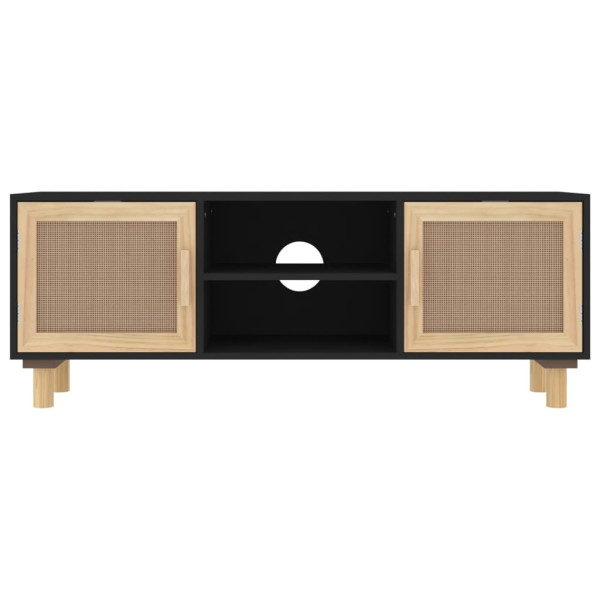 Móvel de TV 105x30x40 cm pinho maciço/vime natural preto M 4