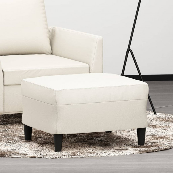 Reposapiés de cuero sintético crema 60x50x41 cm D