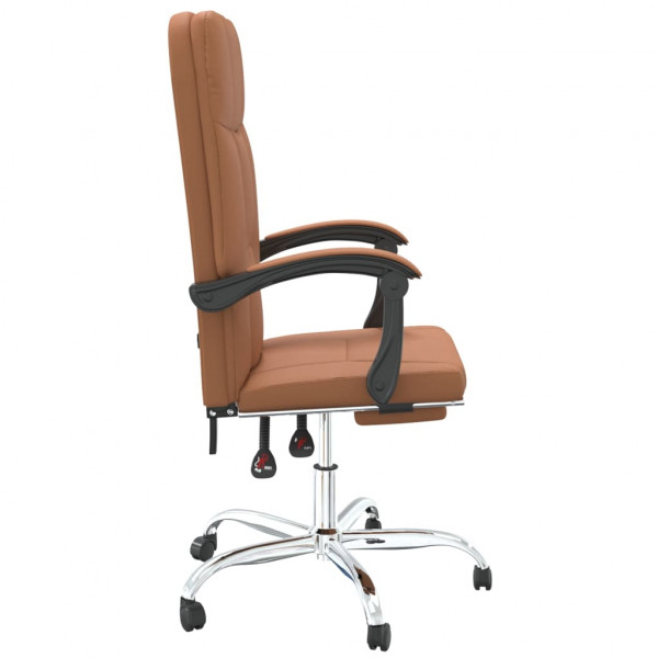 Silla de oficina reclinable cuero sintético marrón M 4