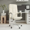 Silla de oficina reclinable cuero sintético crema 1