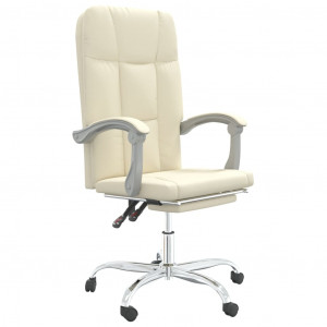 Silla de oficina reclinable cuero sintético crema H