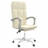 Silla de oficina reclinable cuero sintético crema 2