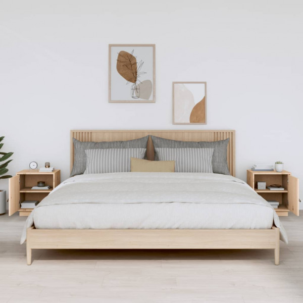 Mesitas de noche 2 uds madera maciza de pino 40x34x45 cm M 3