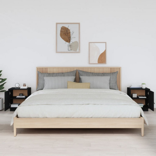 Mesitas de noche 2 uds madera maciza de pino negro 40x34x45 cm M 3