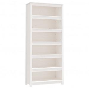 Estantería madera maciza de pino blanca 80x35x183 cm H