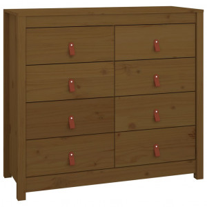 Armario auxiliar madera maciza de pino marrón miel 100x40x90 cm H