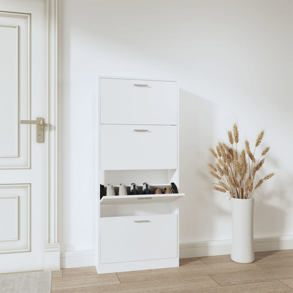 Mueble zapatero madera contrachapada blanco 59x17x150 cm D