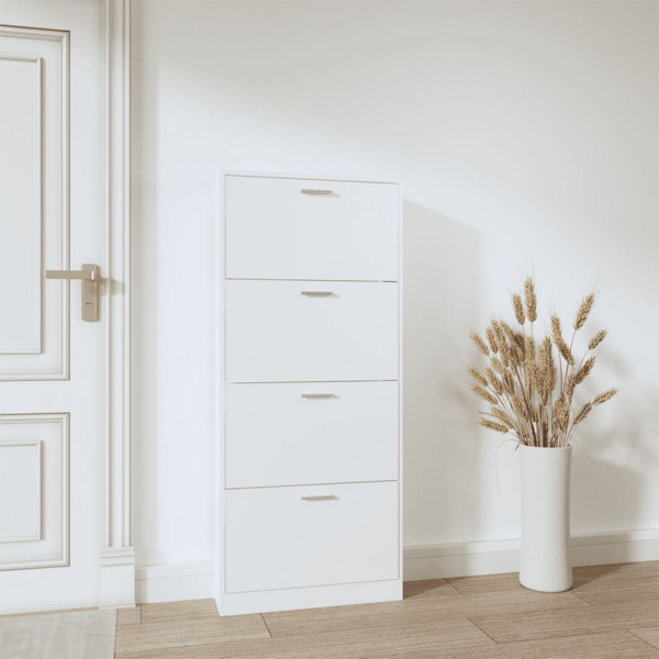 Mueble zapatero madera contrachapada blanco 59x17x150 cm M 3