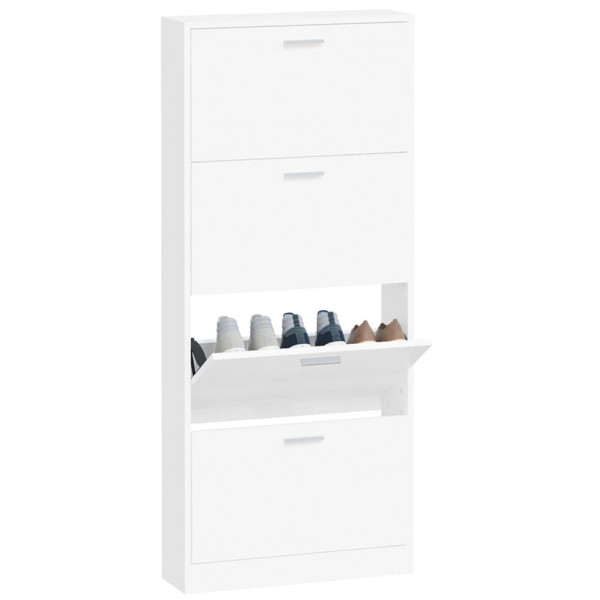 Mueble zapatero madera contrachapada blanco 59x17x150 cm M 4