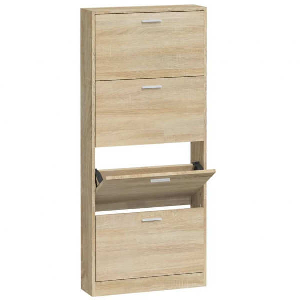 Mueble zapatero madera contrachapada color roble 59x17x150 cm M 2