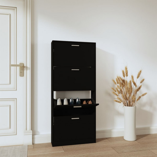 Mueble zapatero madera contrachapada negro 59x17x150 cm D