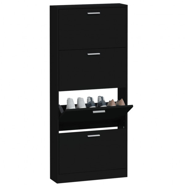 Mueble zapatero madera contrachapada negro 59x17x150 cm M 4