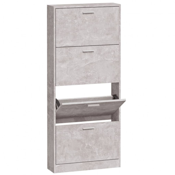 Mueble zapatero madera contrachapada gris hormigón 59x17x150 cm M 2