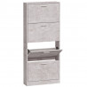Mueble zapatero madera contrachapada gris hormigón 59x17x150 cm 2