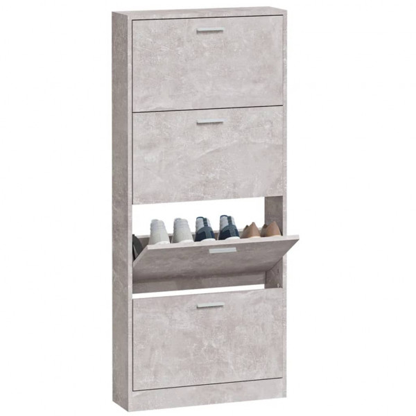 Mueble zapatero madera contrachapada gris hormigón 59x17x150 cm M 4