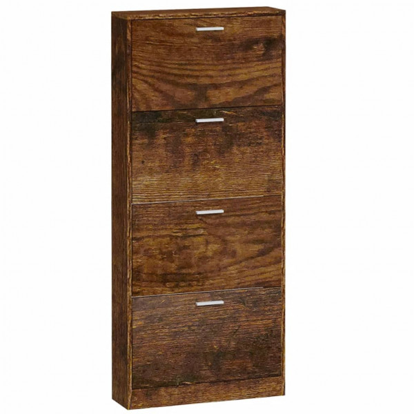 Mueble zapatero madera contrachapada roble ahumado 59x17x150 cm M 5