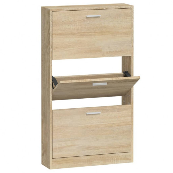 Mueble zapatero madera contrachapada color roble 59x17x108 cm M 2
