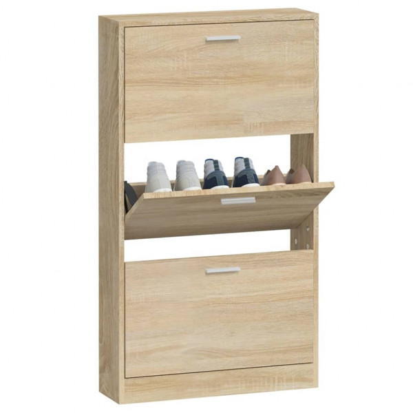 Mueble zapatero madera contrachapada color roble 59x17x108 cm M 4