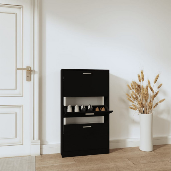 Mueble zapatero madera contrachapada negro 59x17x108 cm D