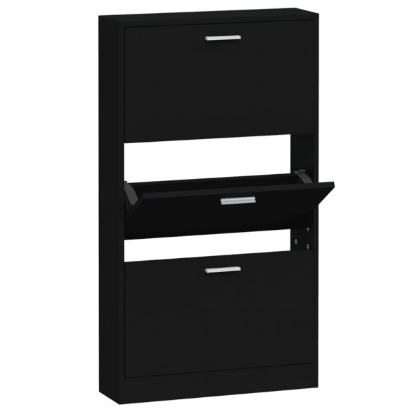 Mueble zapatero madera contrachapada negro 59x17x108 cm M 2