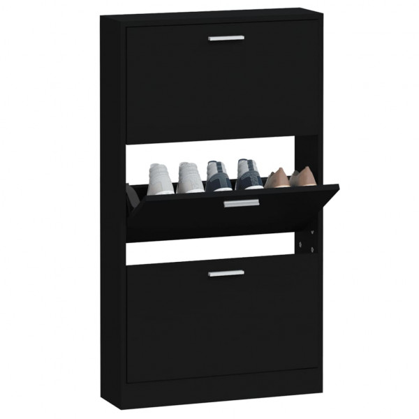 Mueble zapatero madera contrachapada negro 59x17x108 cm M 4