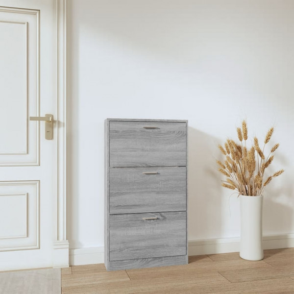 Mueble zapatero madera contrachapada gris Sonoma 59x17x108 cm M 3