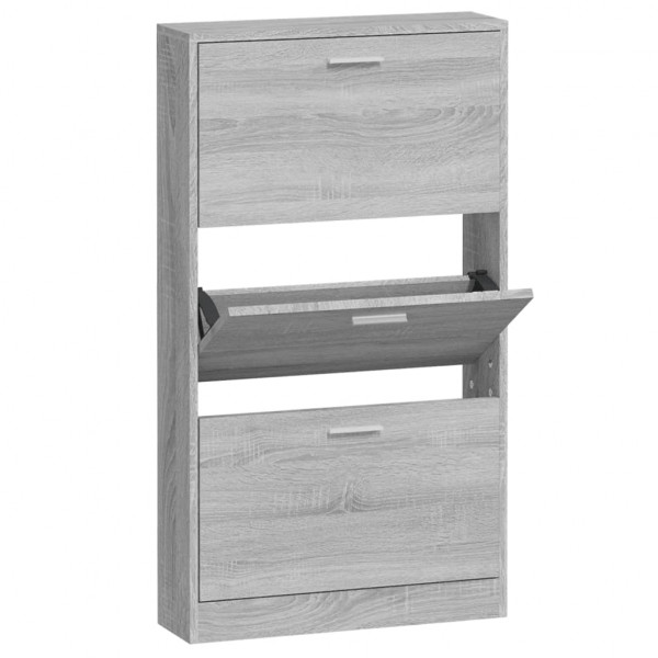 Mueble zapatero madera contrachapada gris Sonoma 59x17x108 cm M 4