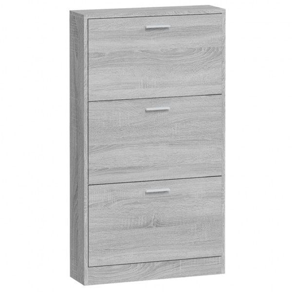 Mueble zapatero madera contrachapada gris Sonoma 59x17x108 cm M 5
