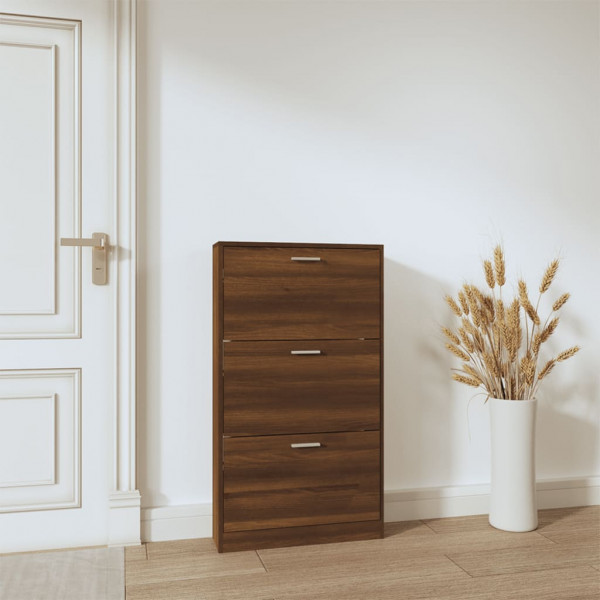 Mueble zapatero madera contrachapada marrón roble 59x17x108 cm M 3