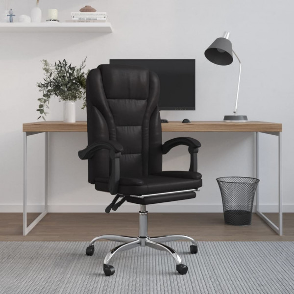 Silla de oficina reclinable cuero sintético negro D