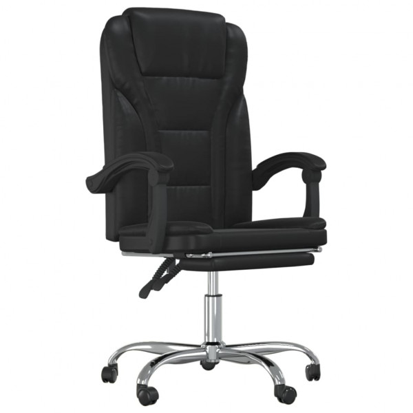 Silla de oficina reclinable cuero sintético negro M 2