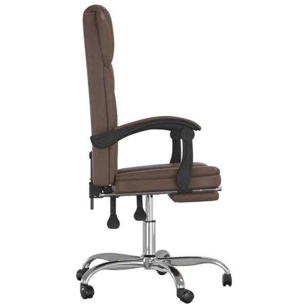 Silla de oficina reclinable cuero sintético marrón M 4