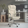 Silla de oficina reclinable cuero sintético crema 1
