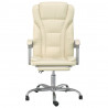 Silla de oficina reclinable cuero sintético crema 3