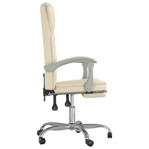 Silla de oficina reclinable cuero sintético crema M 4