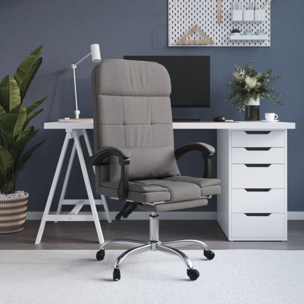Silla de oficina reclinable con masaje tela gris taupé D