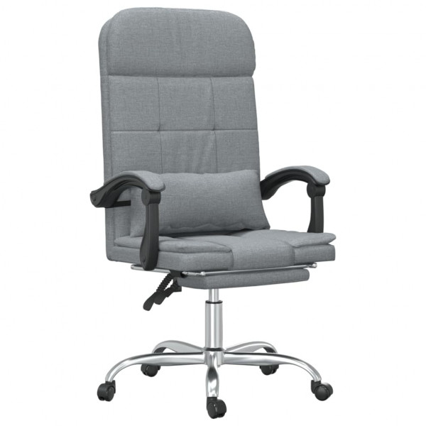 Silla de oficina reclinable con masaje de tela gris claro M 2
