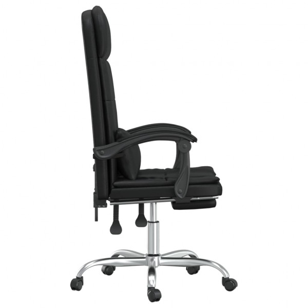 Silla de oficina reclinable masaje cuero sintético negro M 4
