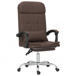 Silla de oficina reclinable masaje cuero sintético marrón H