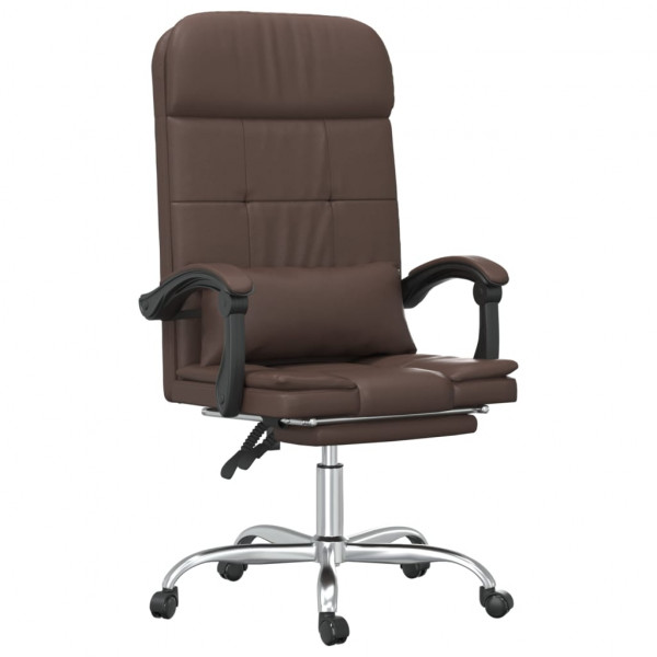 Silla de oficina reclinable masaje cuero sintético marrón M 2