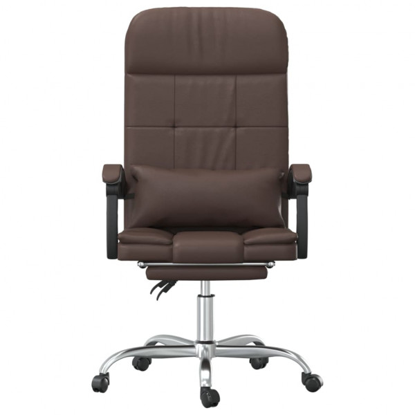 Silla de oficina reclinable masaje cuero sintético marrón M 3