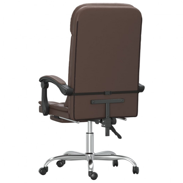 Silla de oficina reclinable masaje cuero sintético marrón M 5
