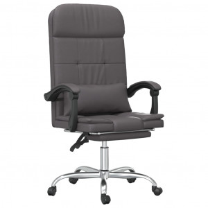 Silla de oficina reclinable masaje cuero sintético gris H