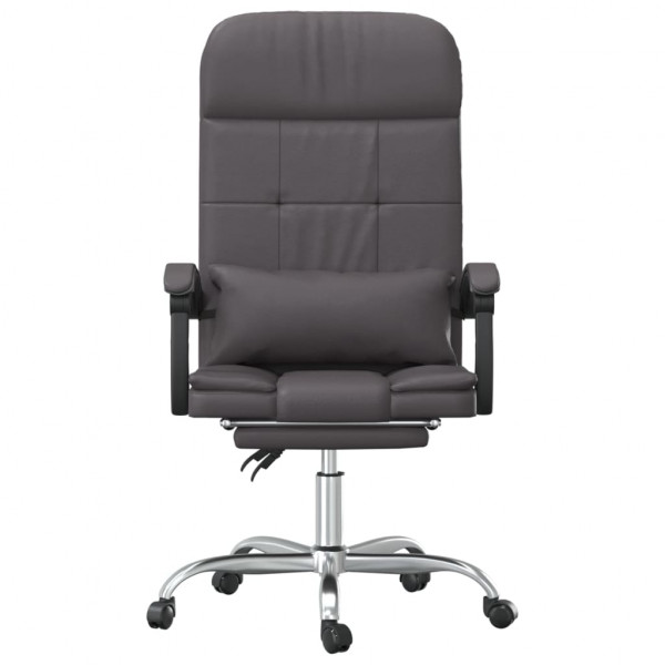 Silla de oficina reclinable masaje cuero sintético gris M 3